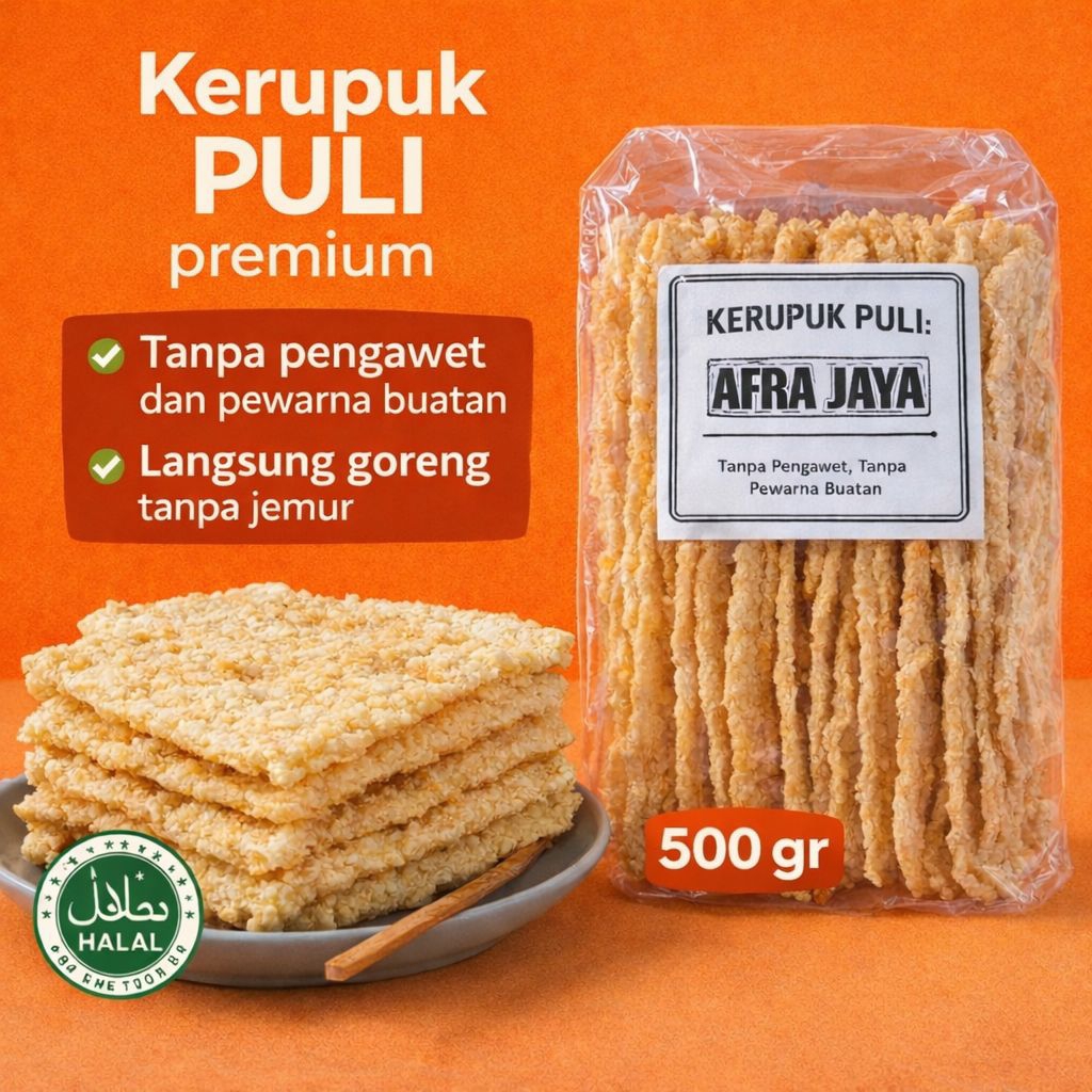 Afra jaya {500gr} Kerupuk Puli Mentah Gendar Lempeng Karak Nasi Rasa Bawang Khasnya Madiun Magetan M