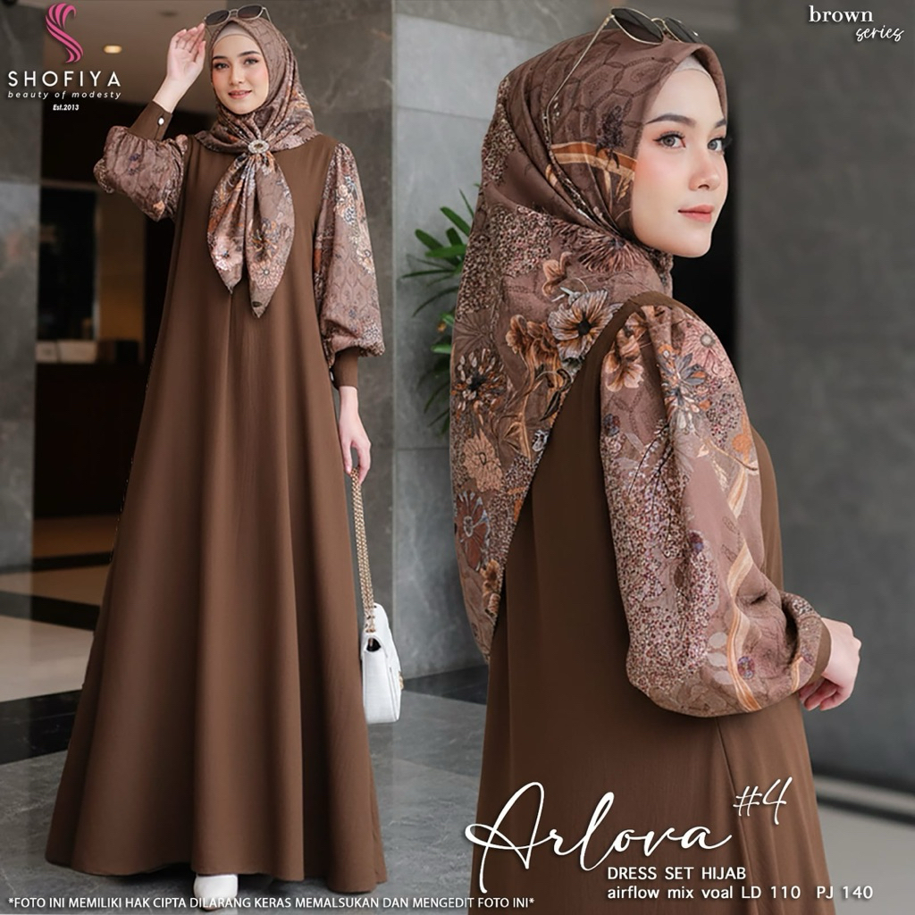 Arlova Set Hijab Original Shofiya Dress Airflow Voal Premium Arlova Dres Ld 110 Set Hijab Shofiya