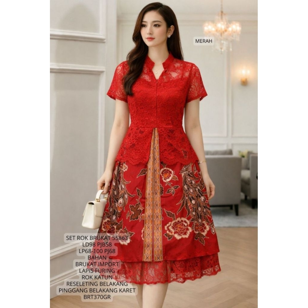 WAJIB TANYA STOCK DULU setelan rok batik katun Stretch  setelan batik set rok batik katun Stretch se