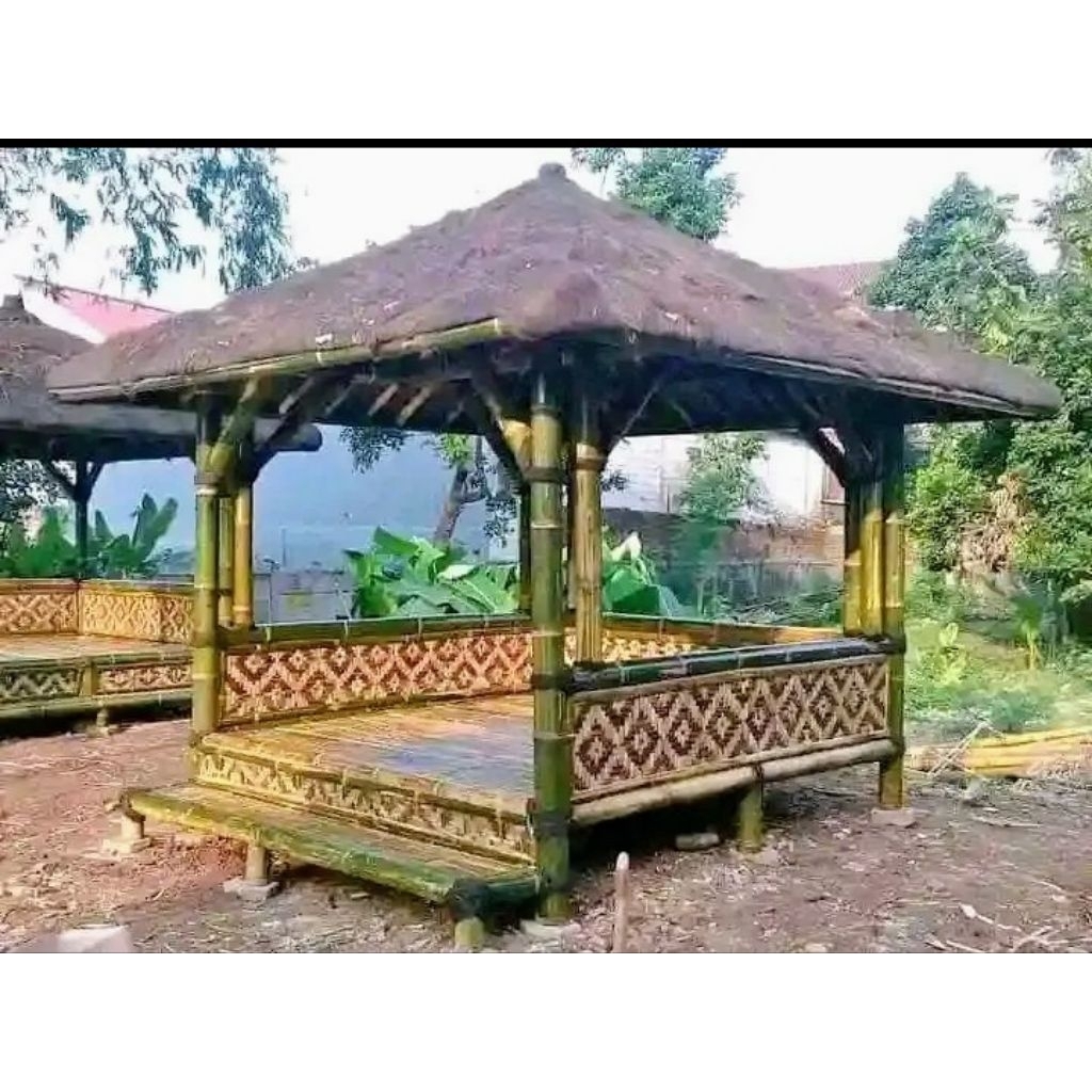 saung bambu gazebo siap huni ukuran 3x3 meter