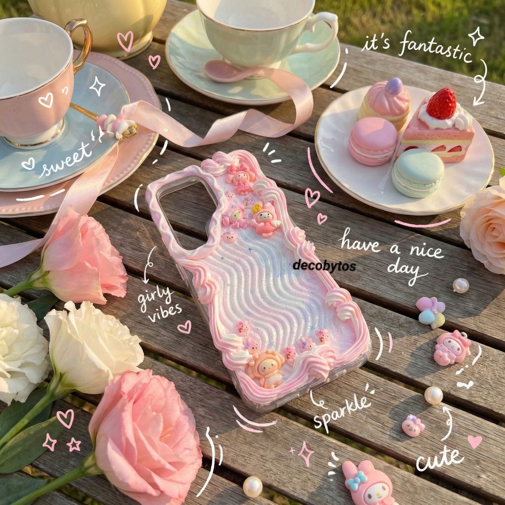 (decobytos) PRE-ORDER Decoden Phone Case Casing “Simply My Melody” For All Type HP Handmade Deco Cre
