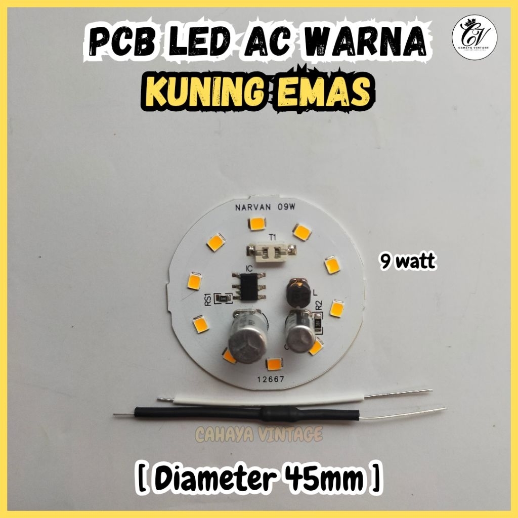 PCB LED AC KUNING EMAS 9 WATT MESIN LAMPU