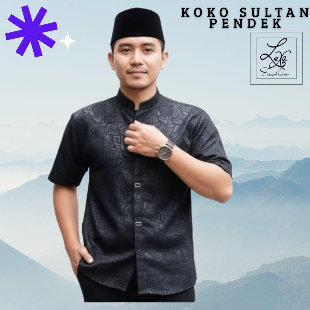 Baju Koko Sultan Embos Dewasa Lengan Pendek S-XXL