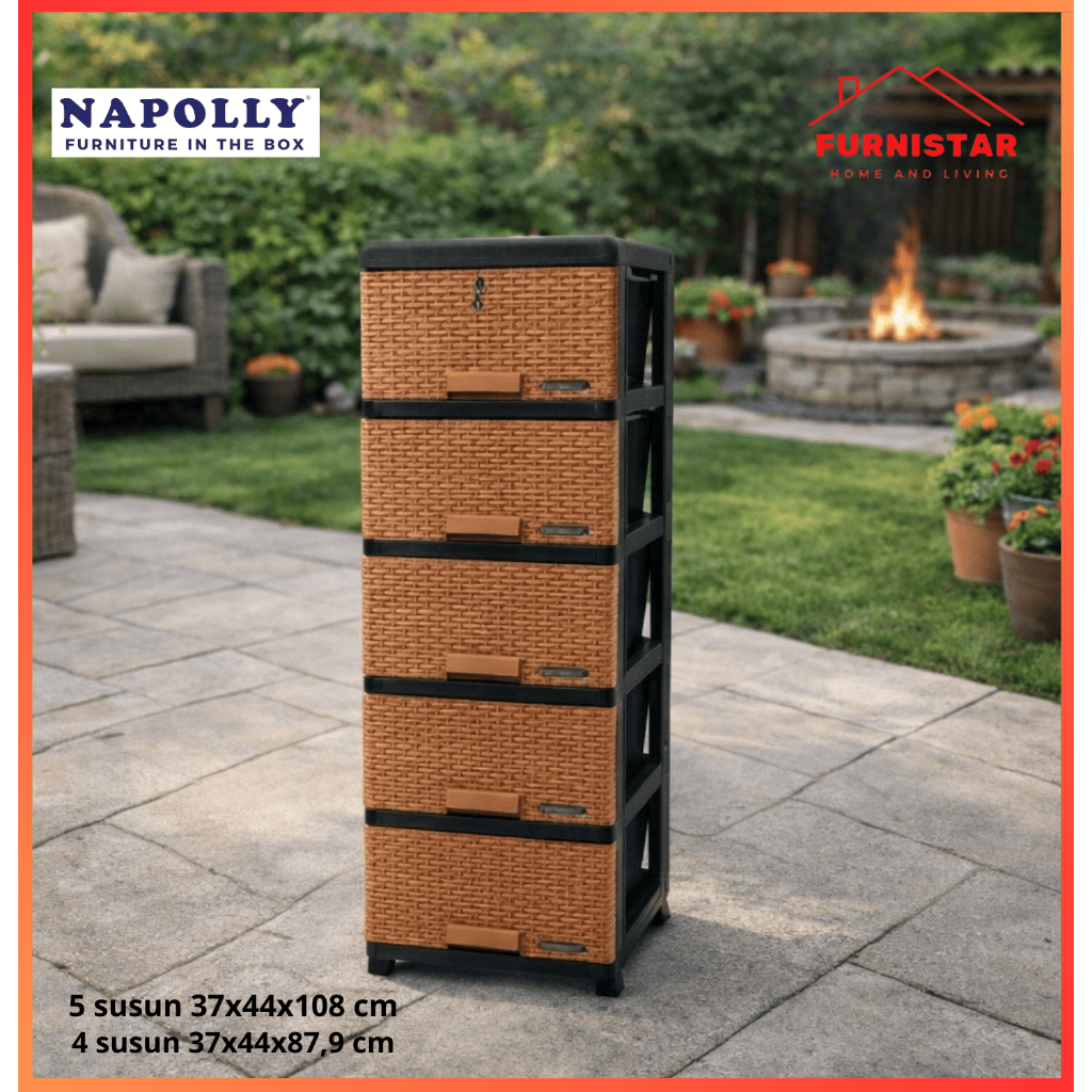 LEMARI PLASTIK LACI NAPOLLY MOTIF RATTAN DRAWER ROTAN - CONTAC-500 K1