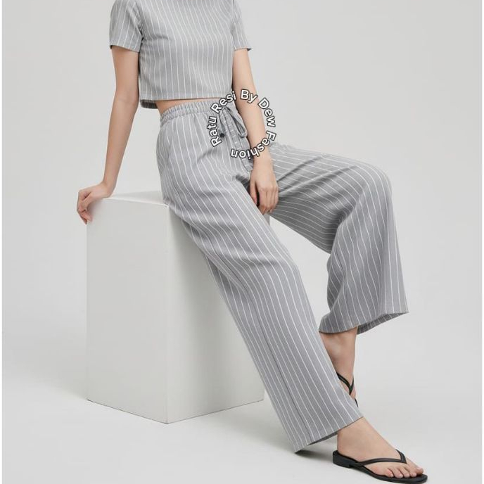 Everyday Pants - Striop pant - Yonie Stripe Pants - Celana Panjang Wanita Baggy Kantor Kuliah Motif 