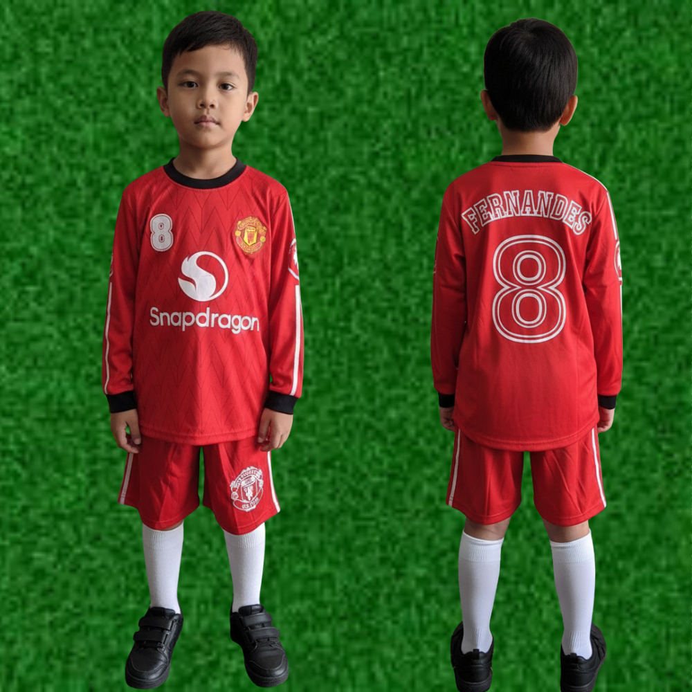 setelan baju kiper sepakbola anak laki laki merah/ baju bola lengan panjang kiper