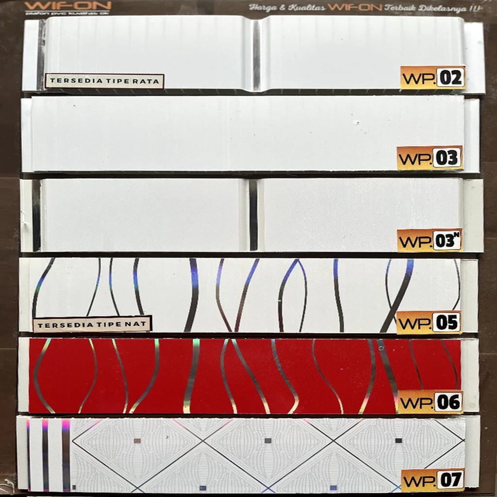 Wifon Plafon PVC Glossy Modern Motif Lebar 20cm Tebal 8mm Harga Per Lembar Ukuran 3-6 Meter