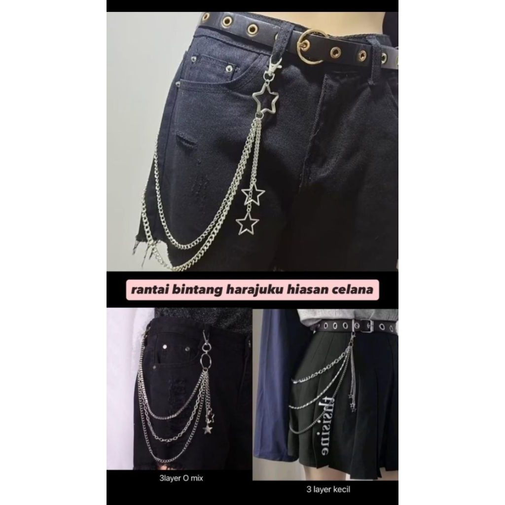 OHMAIGOODS - AKSESORIS CELANA RANTAI BINTANG HARAJUKU