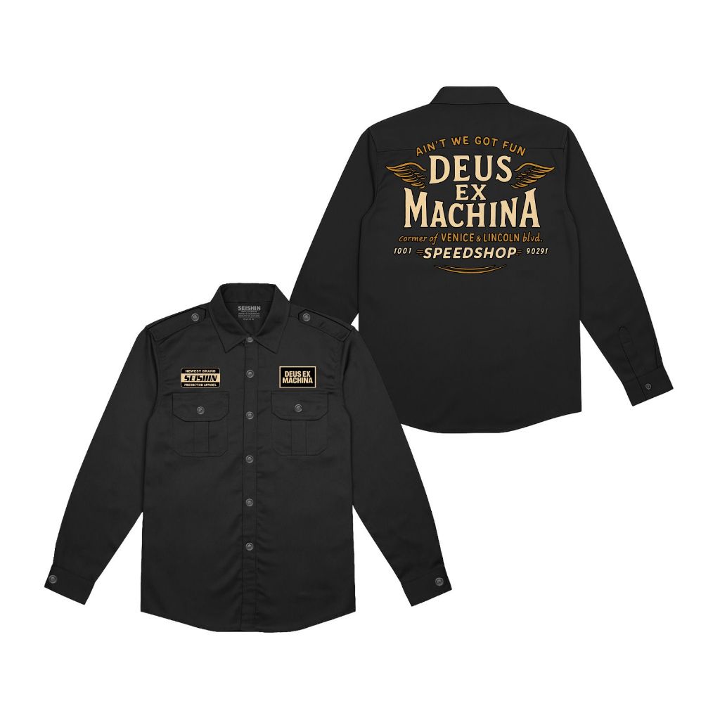 Seishin Kemeja Workshirt Lengan panjang Deus ex Machine variant motif Pdh musik metal unisex warna h