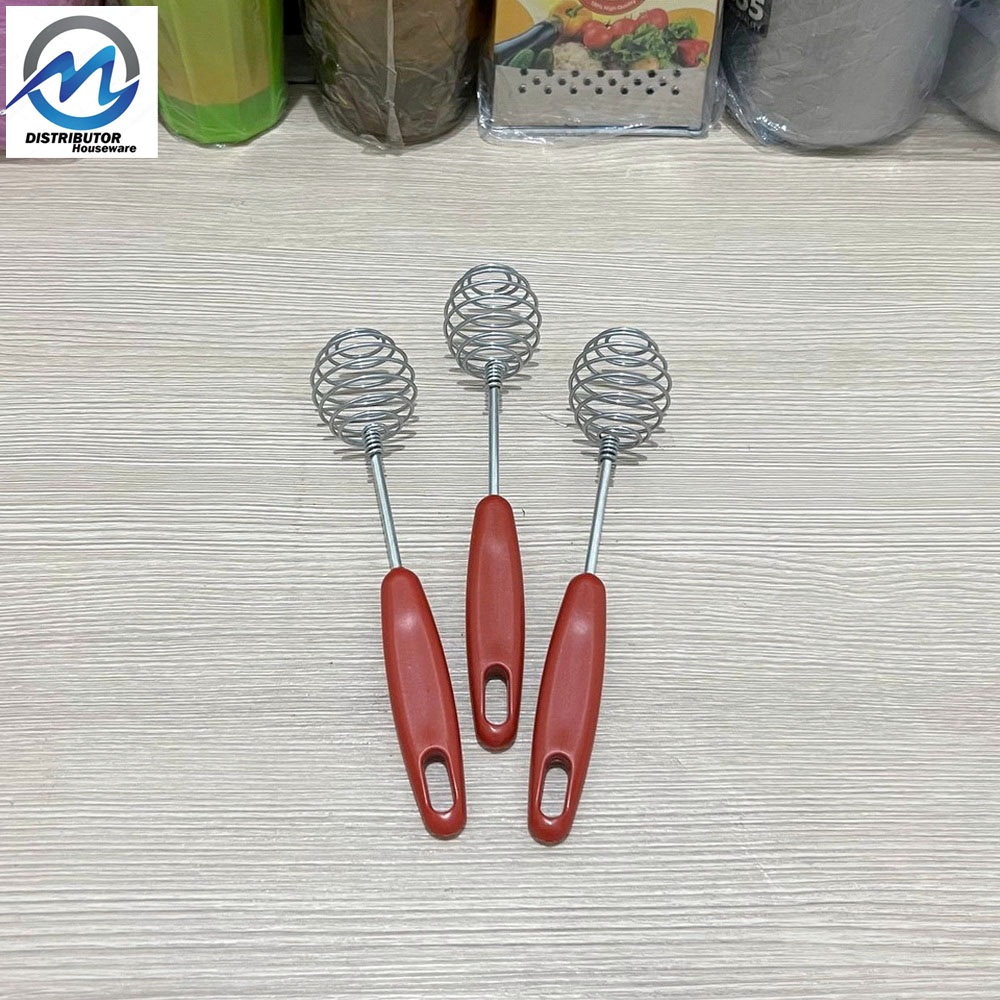 Whisk Spiral Alat Kocokan Telur Gagang Merah / Kocokan Telur Adonan Kue Hand Mixer Manual Spiral Kec