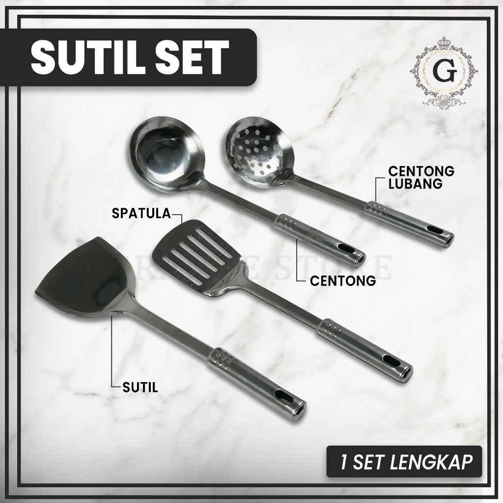 Sutil Set 4 pcs Stainless Steel Tebal Anti Karat | Sodet Stainless Steel Awet Tahan Lama | Sutil Set