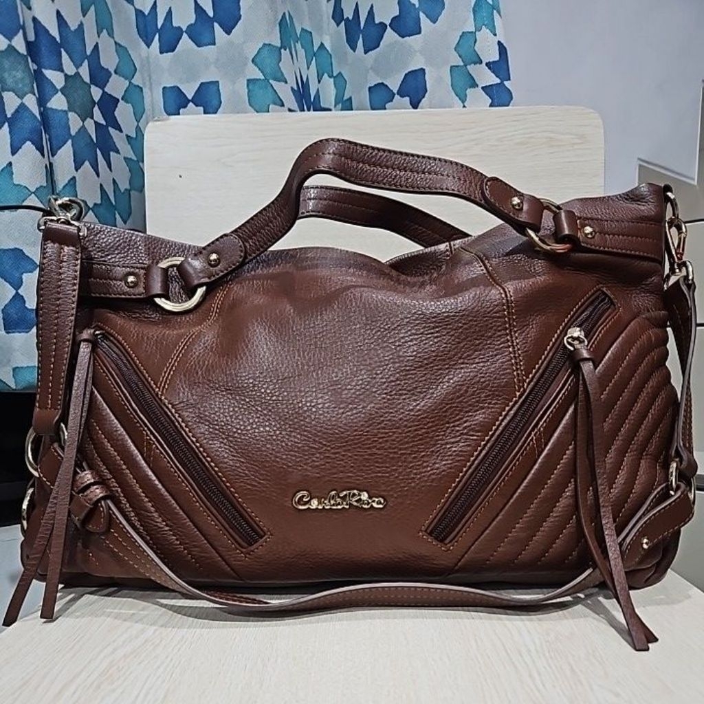 Sling Bag CarloRino Full Leather Coklat