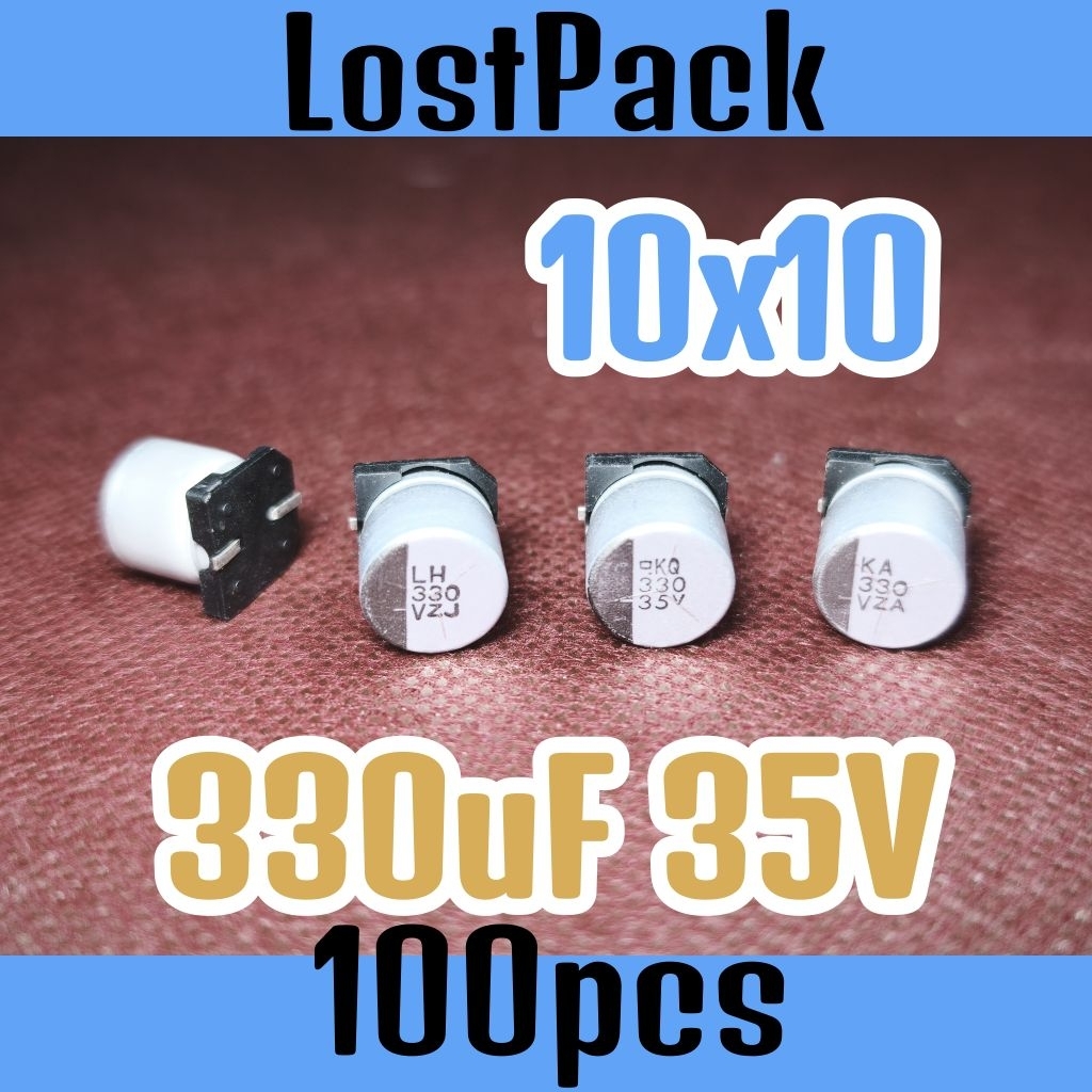 100pcs Solid kapasitor capasitor elko elco SMD 35v 330uf 35v 330 uf 35 v 35 volt VZA VLA VZJ 10x10 l