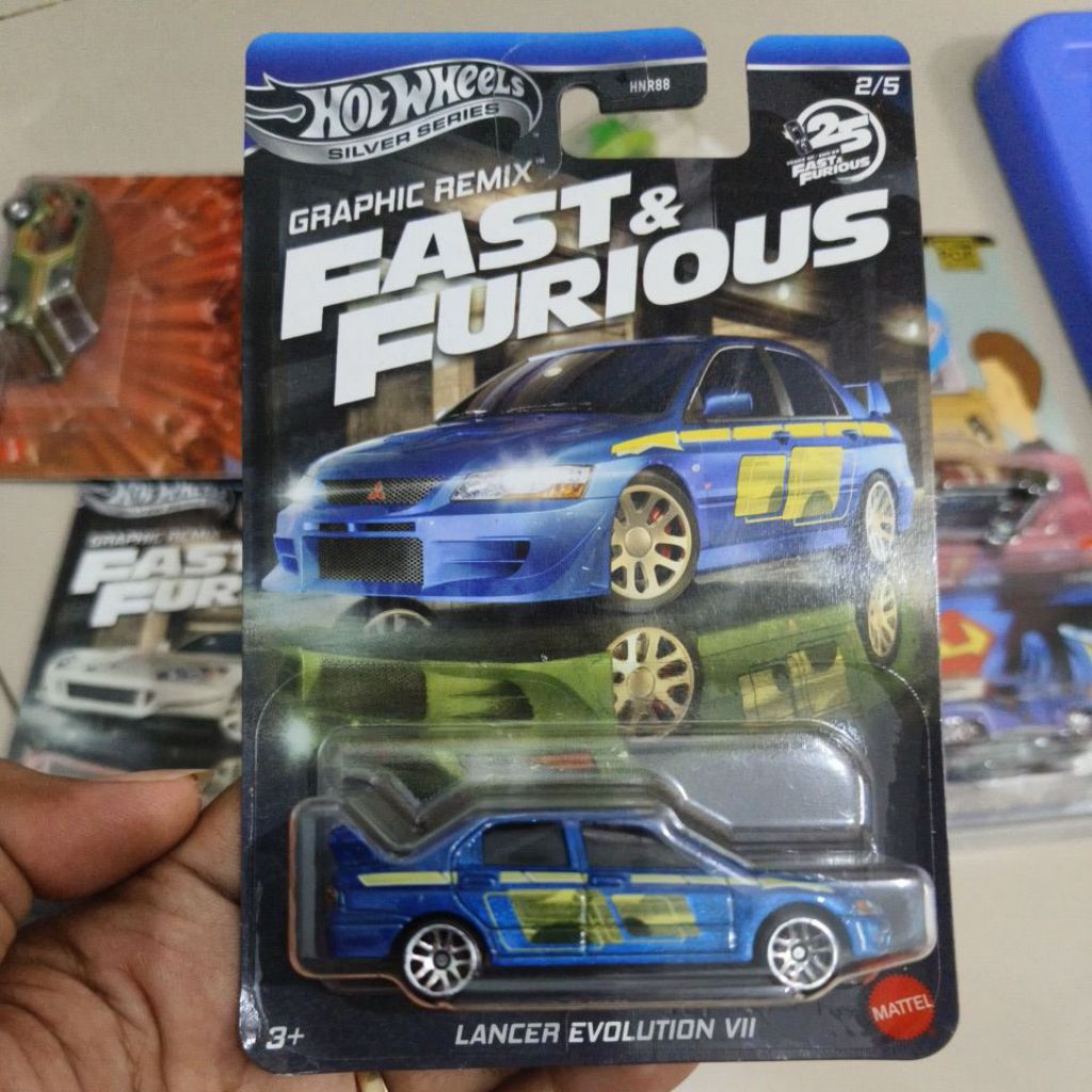 Hot Wheels Lancer evolution vii fast furious graphic remix fast furious blue