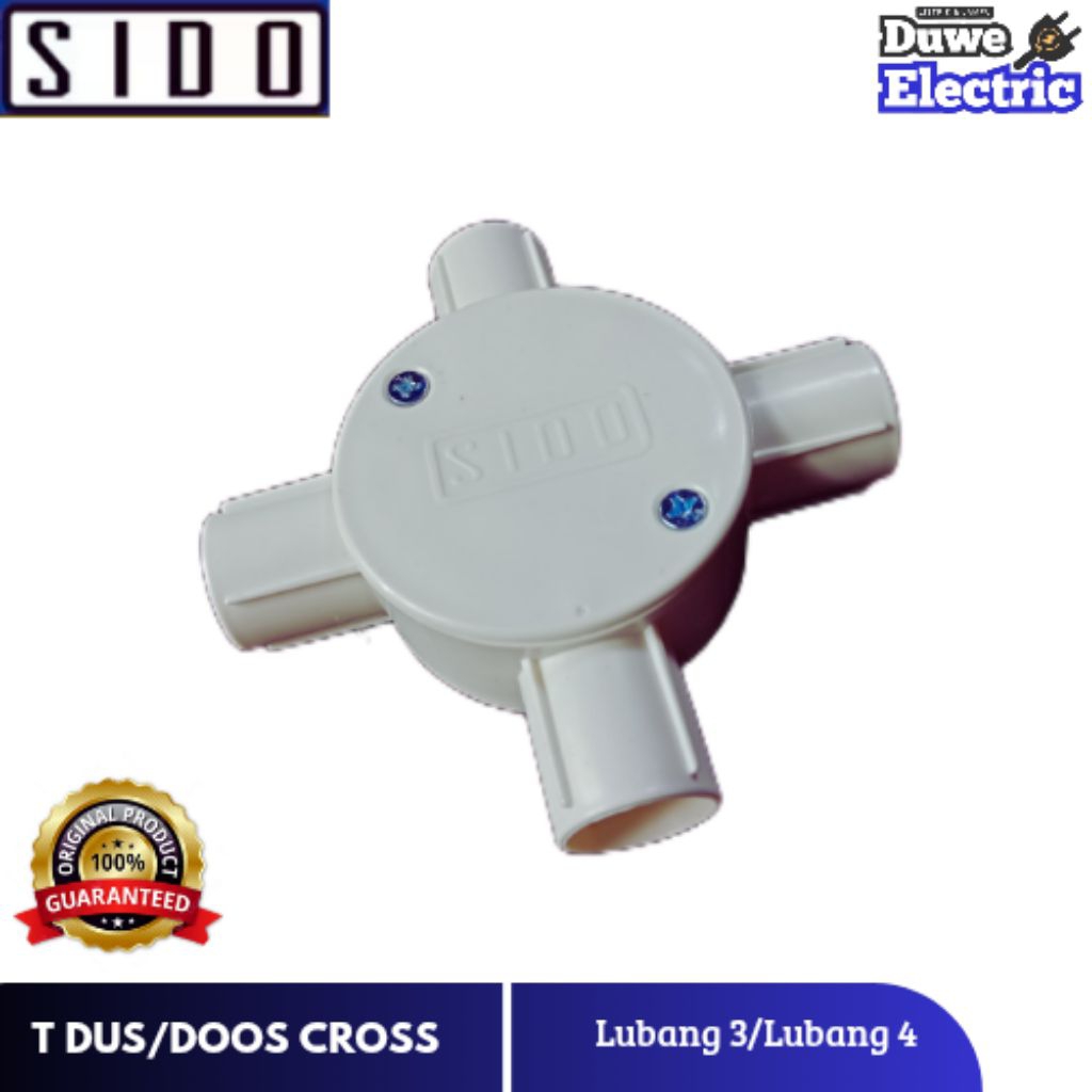 Cross Dos Tdos Cabang 3/4 Warna Putih 20mm KressT Dus Jalur Sambungan Terminal Kabel Listrik SIDO