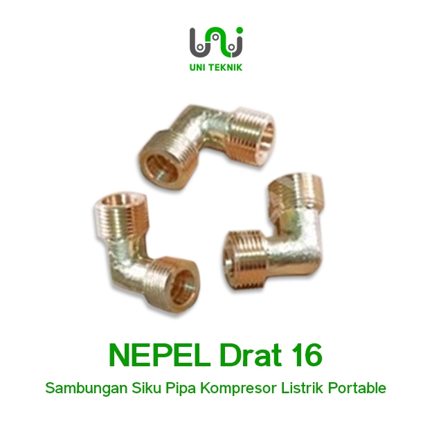 Nepel kompresor listrik portable sambungan pipa kompresor nepel siku drat 16 kuningan