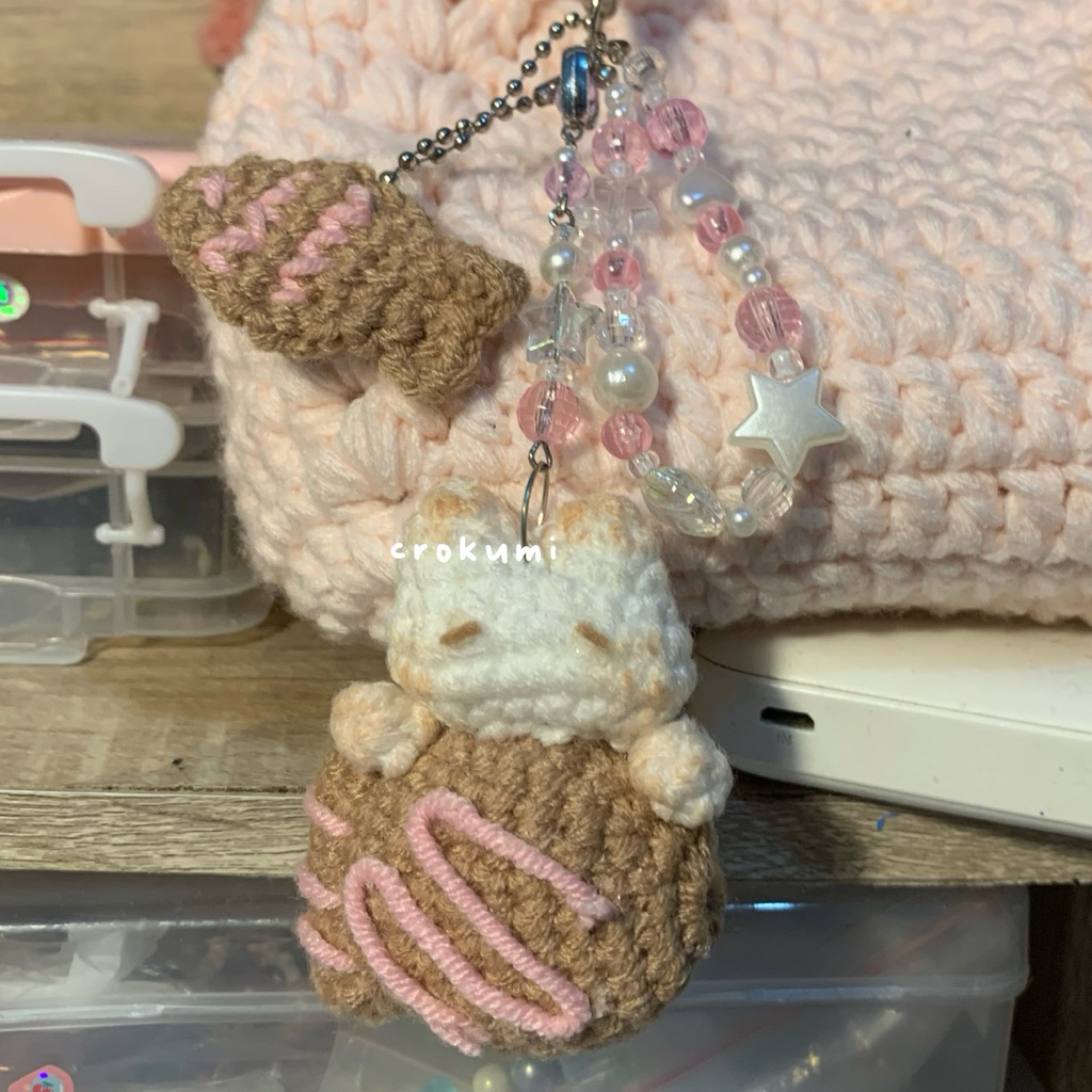KEYCHAIN GANTUNGAN KUNCI BONEKA RAJUT — Taiyaki Bungeoppang Cat