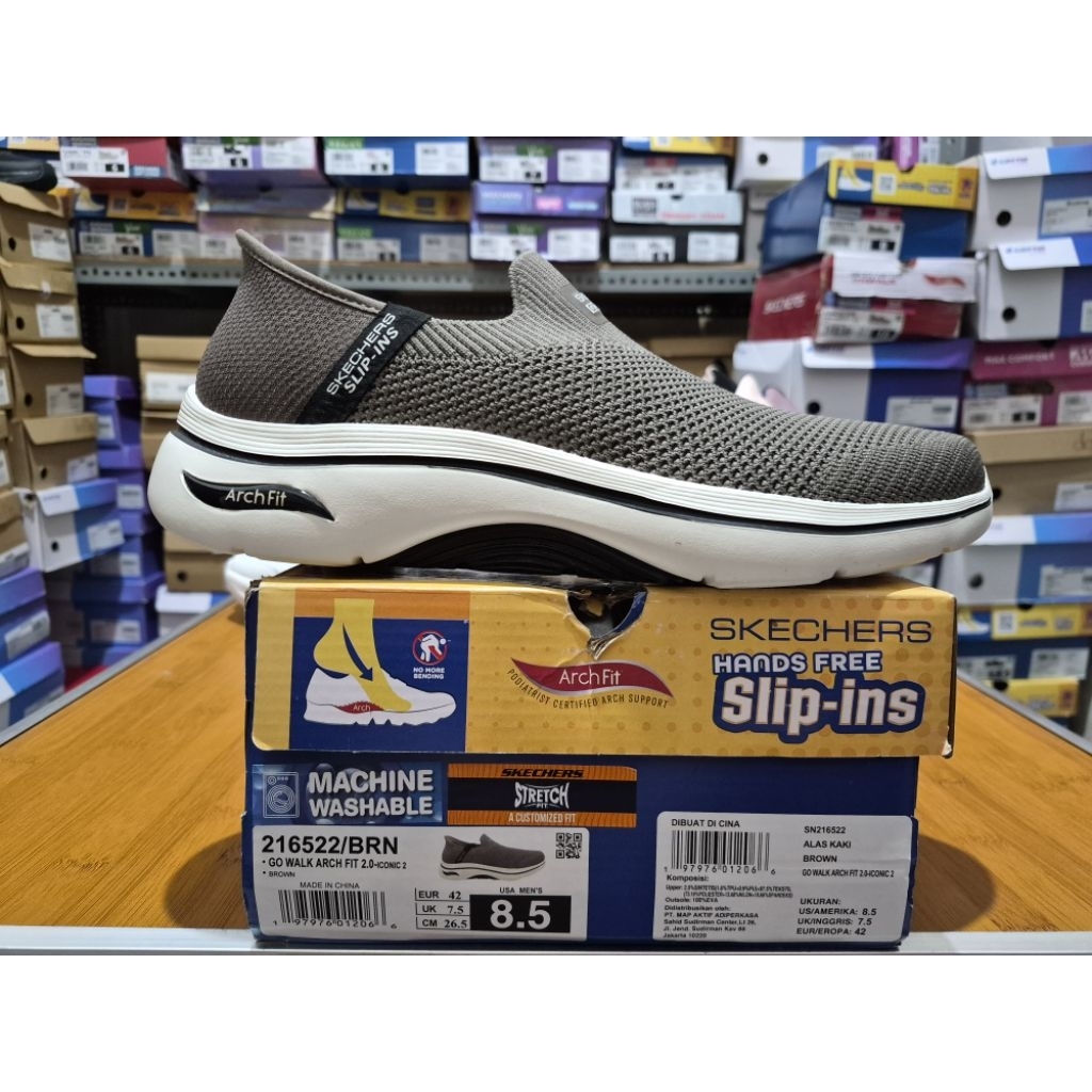New Limitied Skechers Go Walk Arch Fit 2.0 Iconic 2 Slip Ins Shoes Mens 216522/BRN Original BNIB