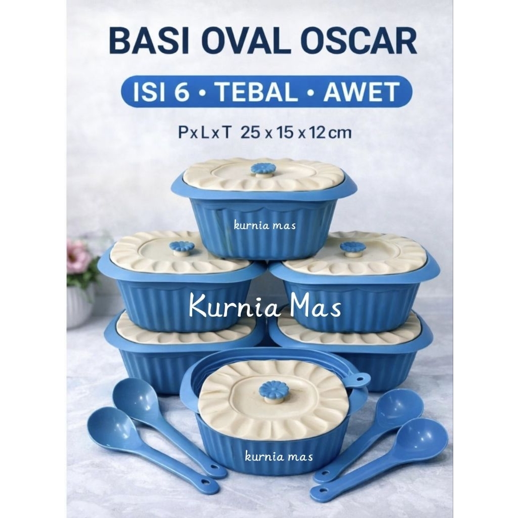GROSIR Basi Prasmanan Oscar Gold isi 6pcs + irus 6pcs Basi Oval Tempat Lauk Prasmanan