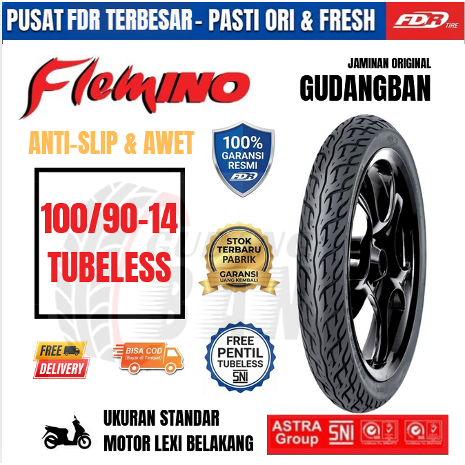 FDR FLEMINO Ban Motor LEXI 100/90-14 Belakang - GARANSI RESMI - SNI Original - ANTI SLIP & AWET / CO