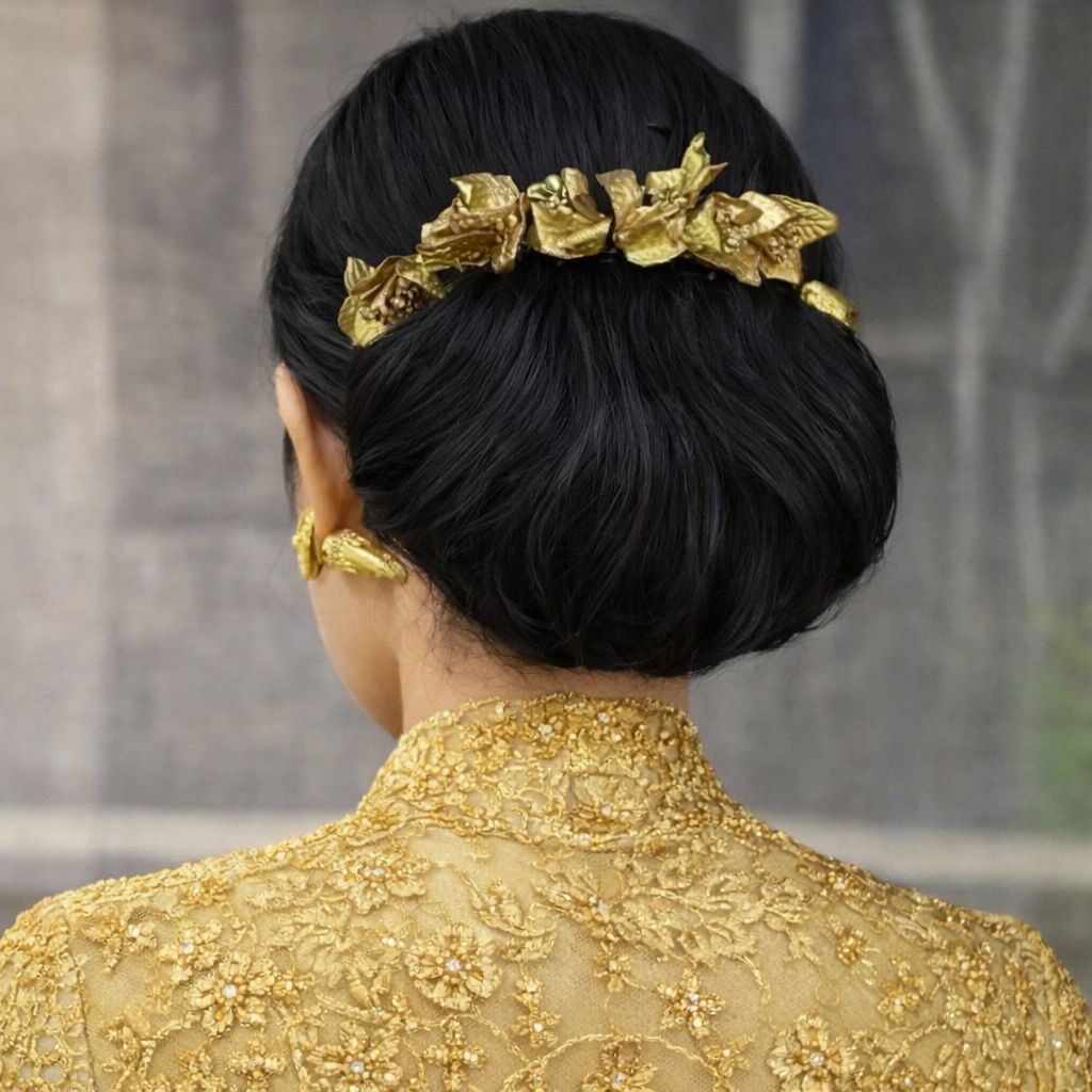 sanggul jepit sirkam Sonya polosan rambut sintesis (rambut palsu)