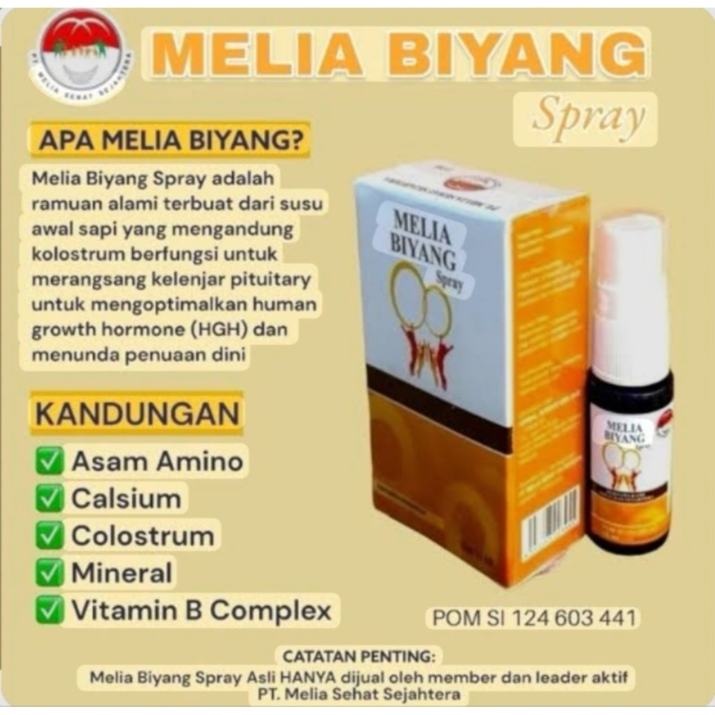 (READY)Melia biyang spray HGH (original100%) kemasan baru ada barcodenya.