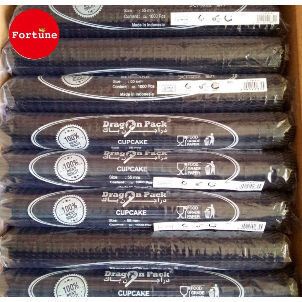 (Isi 1000pcs) Cup Cake 55mm Cup Cases Nastar Glassine Paper HITAM merk Dragon Pack