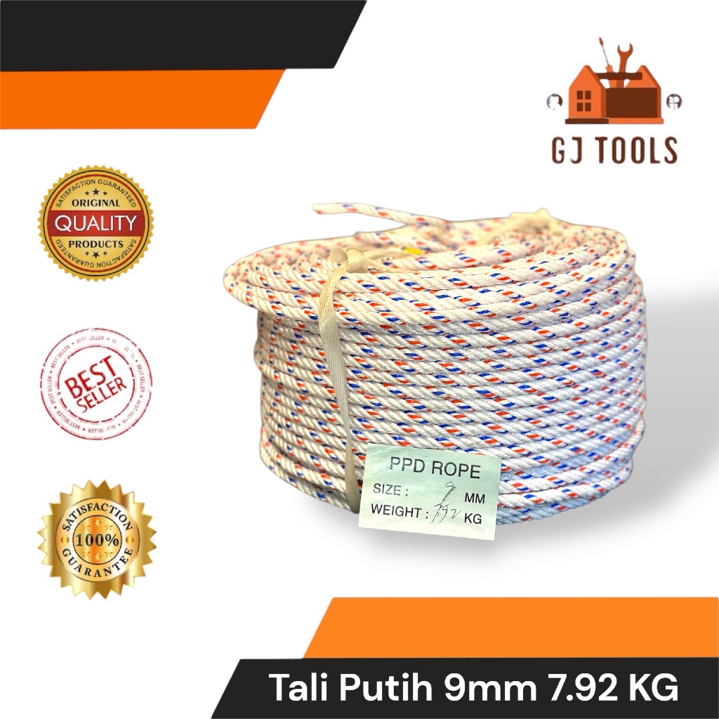 TALI TAMBANG PUTIH 6MM ISI 7.92 KG - TALI NYLON 9MM - TALI SERBA GUNA