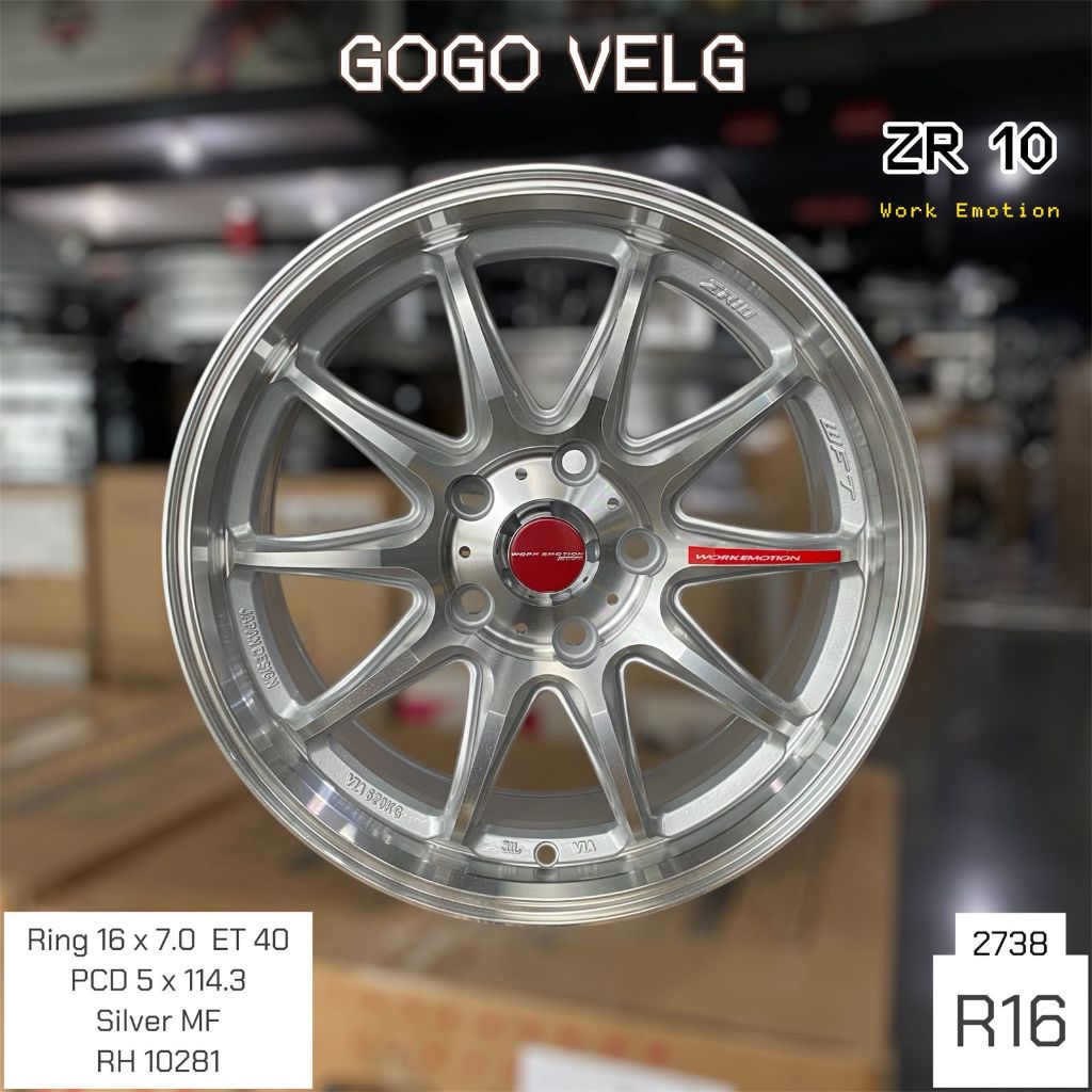 Velg Mobil R16 ZR10 PCD 5X114,3 Work Emotion Lebar7 ET40 Ertiga Innova XL7 Xpander CRV Zenix Ring 16