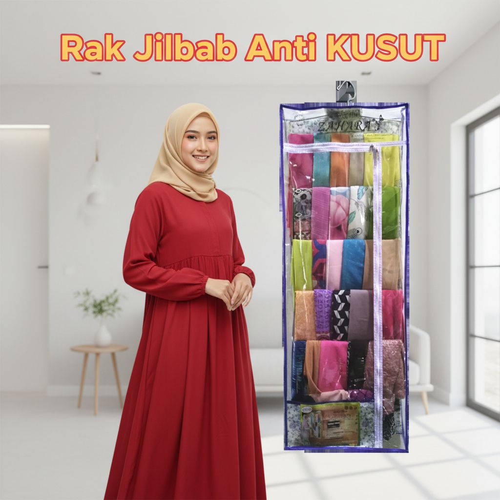ZAHARA RAK JILBAB JUMBO MOTIF BUNGA / TEMPAT HIJAB JUMBO GANTUNGAN JILBAB RAK HIJAB HANGER JILBAB RA