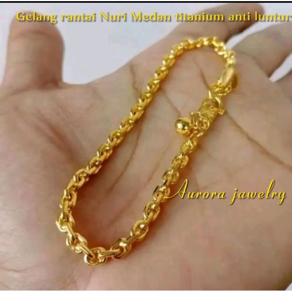 Gelang rantai Medan Gold perhiasan wanita dewasa anti luntur anti karat