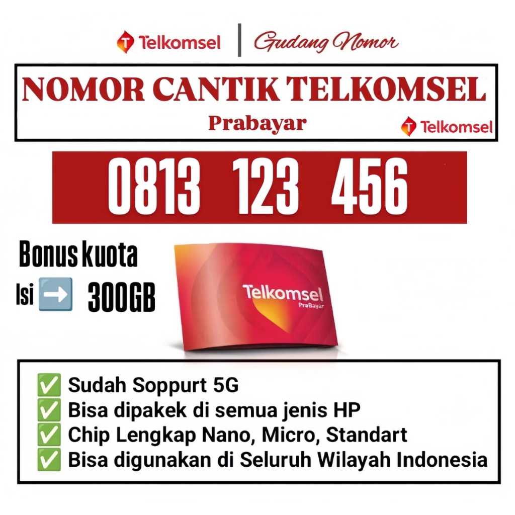 BISA COD NOMOR CANTIK SIMPATI/TELKOMSEL BISA DI GUNAKAN UNTUK SEMUA WILAYAH BONUS KUOTA 300GB