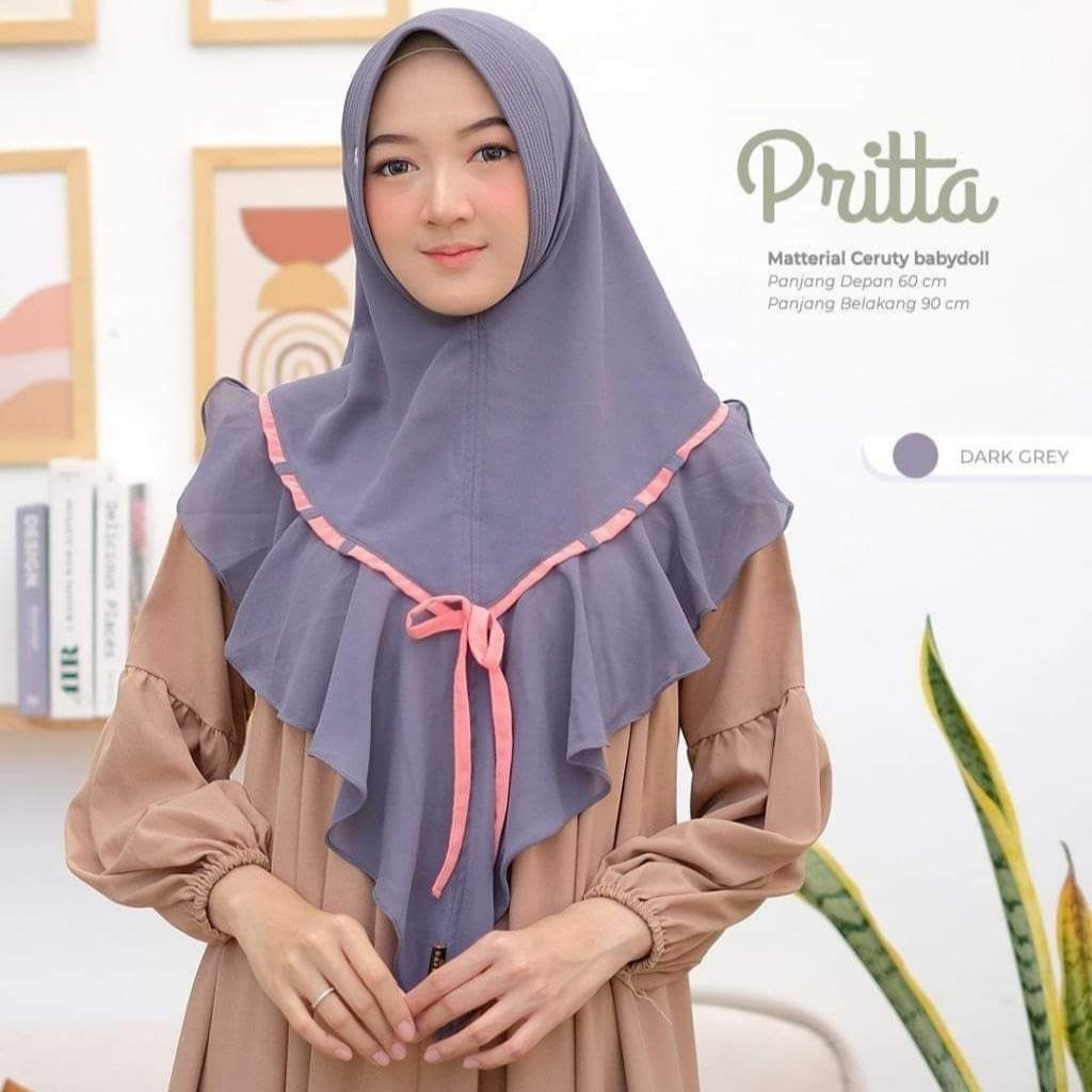 Daffi Hijab - Pritta Khimar Instan Ceruty Babydoll Double Layer Jilbab Bergo Pad Antem Model Rampel 