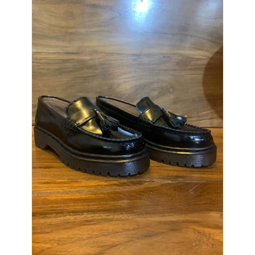 RAJIB-sepatu kulit asli loafers Tassel glossy Outsole TEBAL