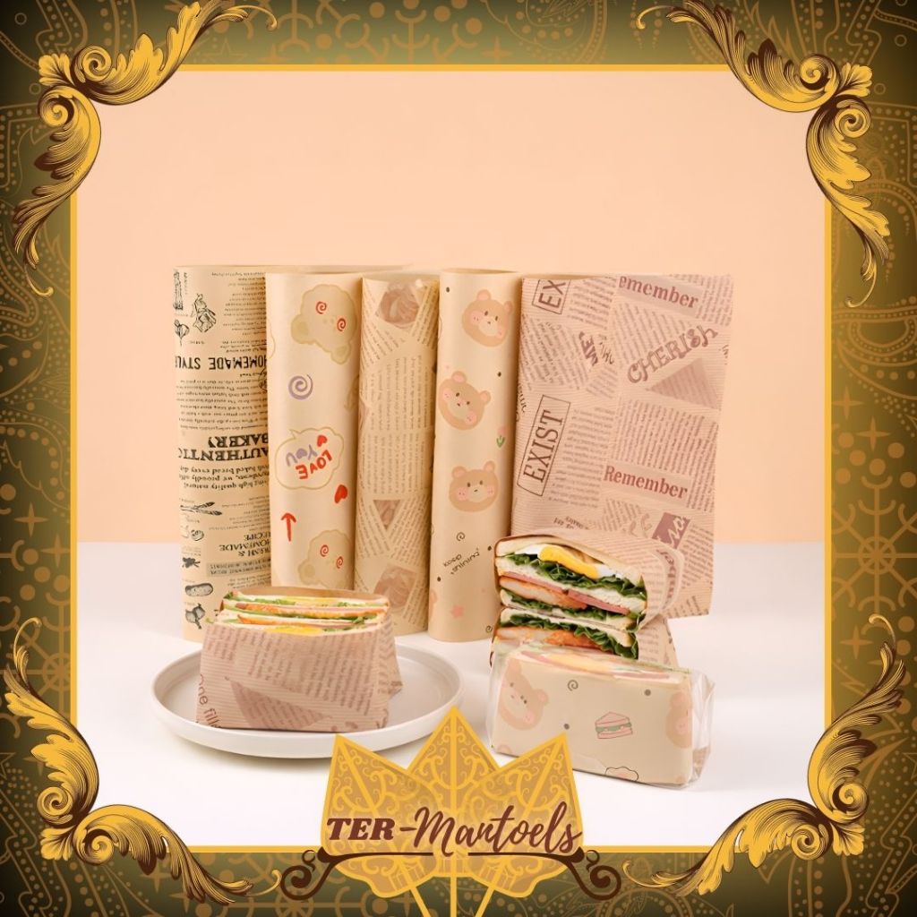 Max Pepar Isi 100 Pcs / Kertas Roti Baking Motif Food Grade / Kertas Roti Anti Lengket