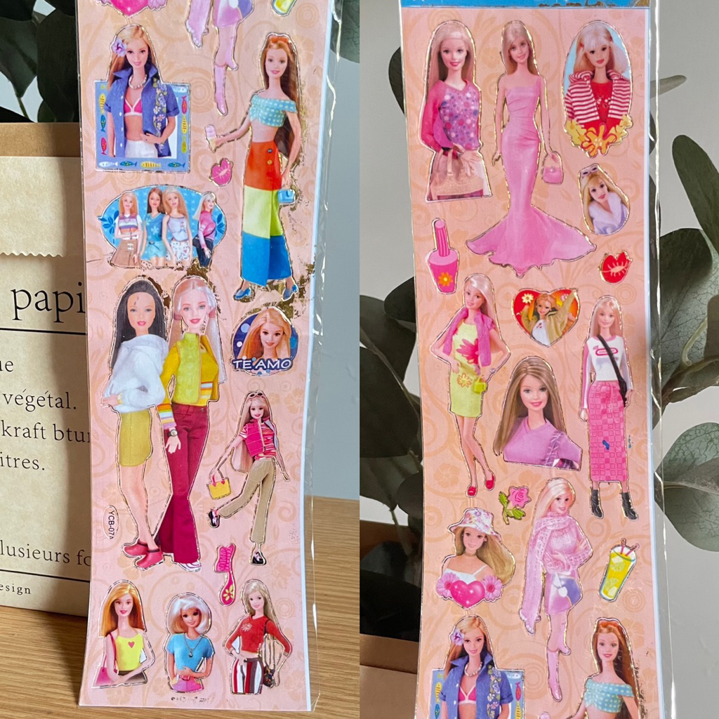 Sticker Barbie Vintage Jadul Y2K 2000s Laser Alat Tulis Kertas Binder Orji Label Mainan Boneka Anak 
