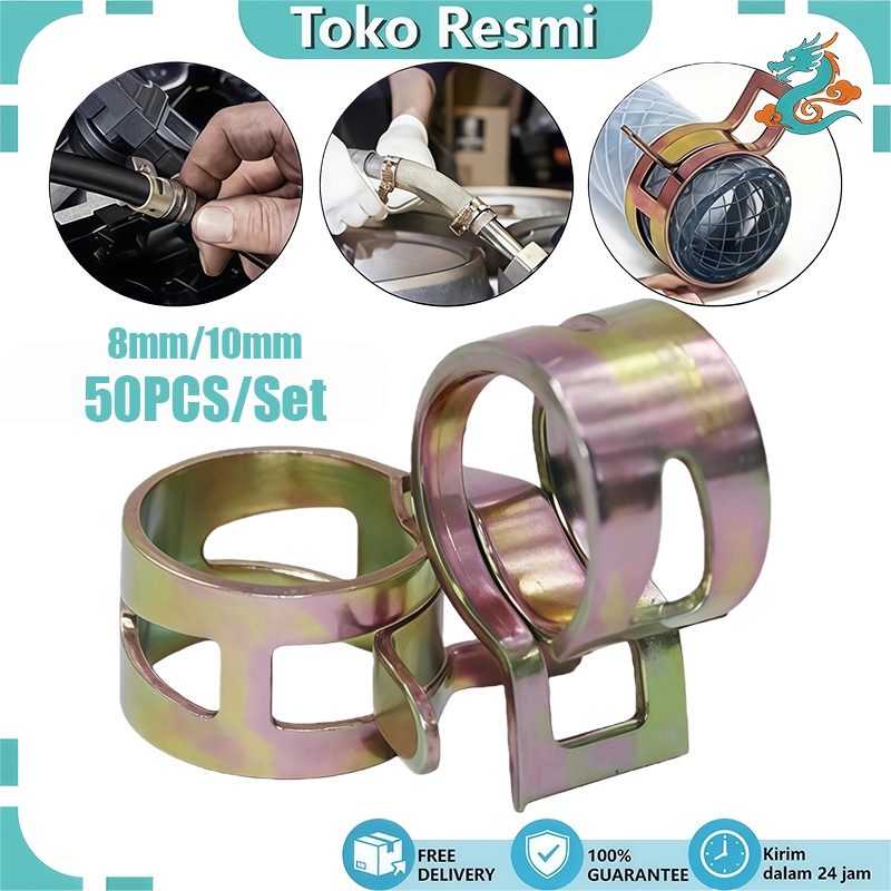 50pcs Clamps Fastener Pipe Clamp Klem Clamp Selang Bensin Oli Spring Hose Clamps Klem Penjepit Selan