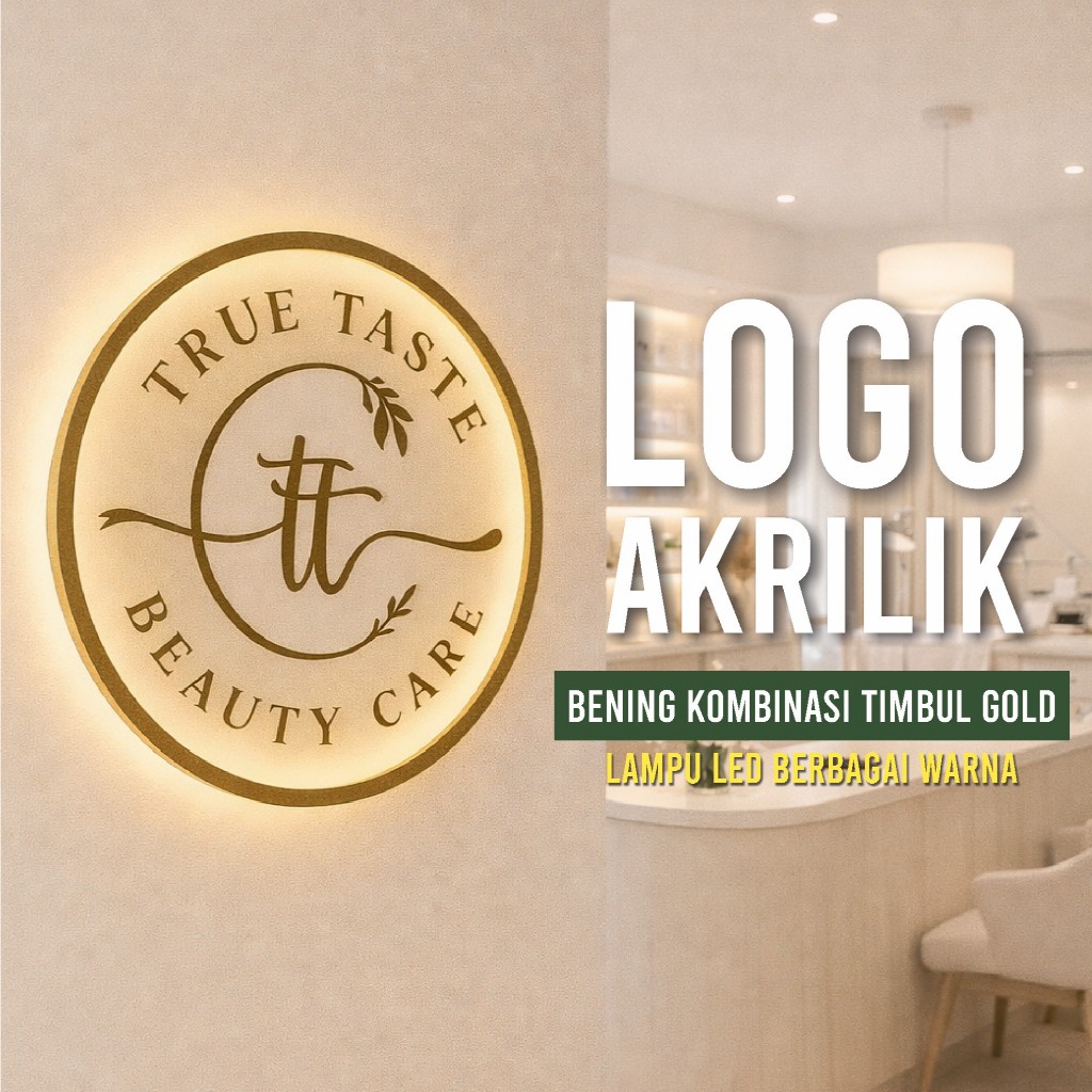 PAPAN NAMA USAHA LOGO AKRILIK GOLD PAPAN NAMA AKRILIK PAPAN USAHA AKRILIK BENING  KOMBINASI GOLD ELE
