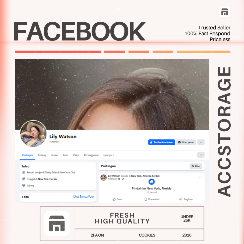 Akun Facebook Fresh | Fb Fresh | 2FA + Email + Cookies | FB Baru Siap Pakai | Full Akses High Qualit