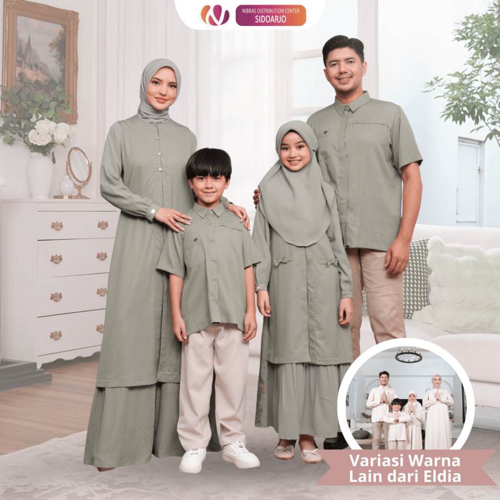 Family Set Sarimbit Terbaru 2026 Nibras Eldia Beige Eldia Lavender Mist  & Eldia Light Olive