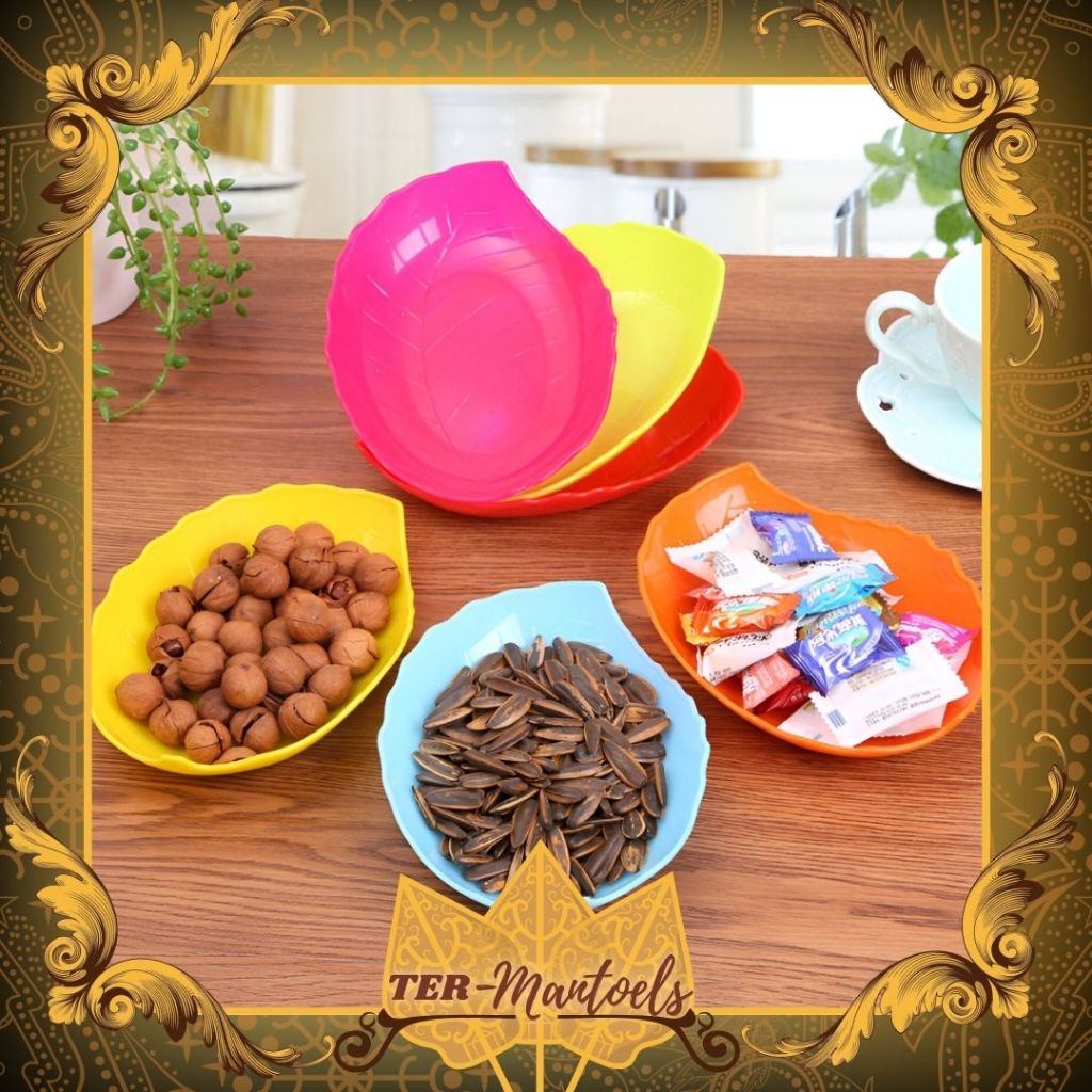 Piring Daun Plastik Murah / Piring Plastik Motif Daun / Piring Snack Serbaguna