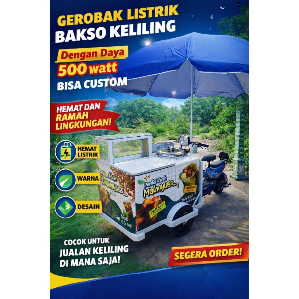 gerobak sepeda listrik bakso keliling bisa custom model