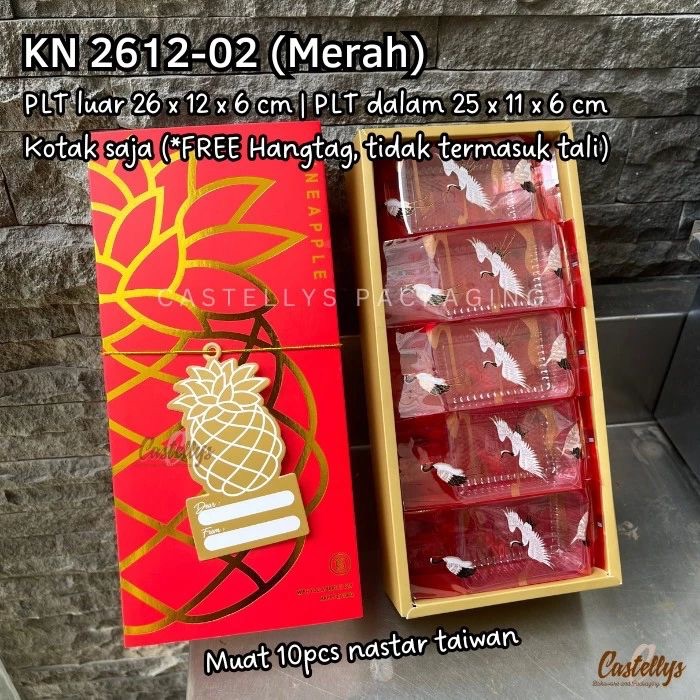 KN 2612 Kotak Dus Box Kue Nanas Merah Hitam Gold Emas Nastar Taiwan Cookies
