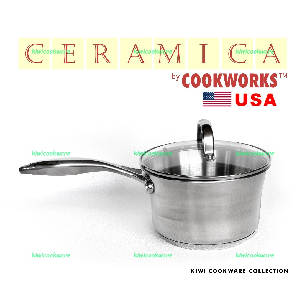 Sauce Pan 18cm 2,2 Liter Panci Susu MPASI Stainless Steel Premium Ekspor Ceramica Aubecq Tivoli