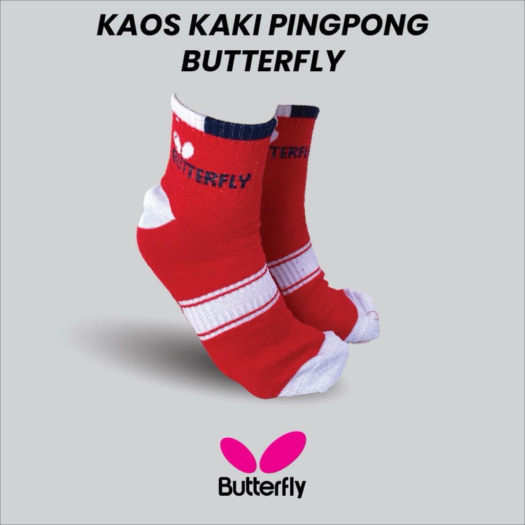 Kaos Kaki Tenis Meja Kaos Kaki PingPong BUTTERFLY RED