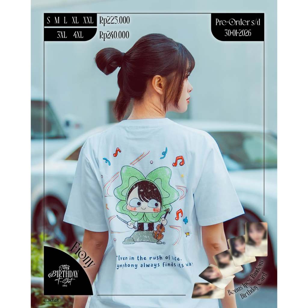 Kaos jkt48 Birthday 2026 Fiony Alveria - putih