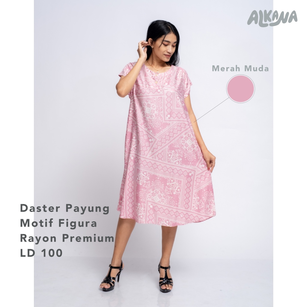 Alkana Daster Figura Daster Motif Gemesh LD 100 Rayon Premium Busui Friendly Pink