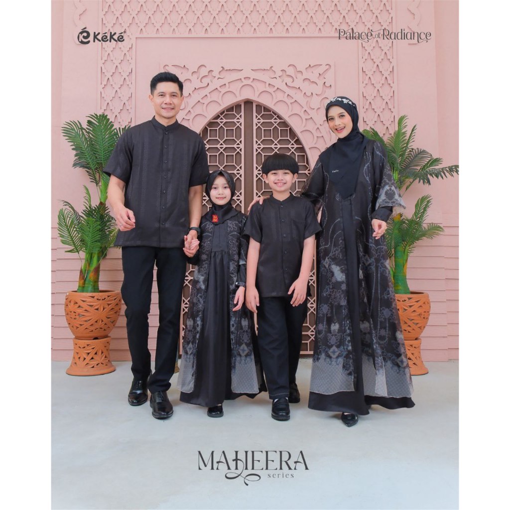 KEKE BAJU SARIMBIT KELUARGA MUSLIM RIA RICIS MAHEERA BLACK COUPLE FAMILY KOKO & GAMIS DEWASA TERBARU
