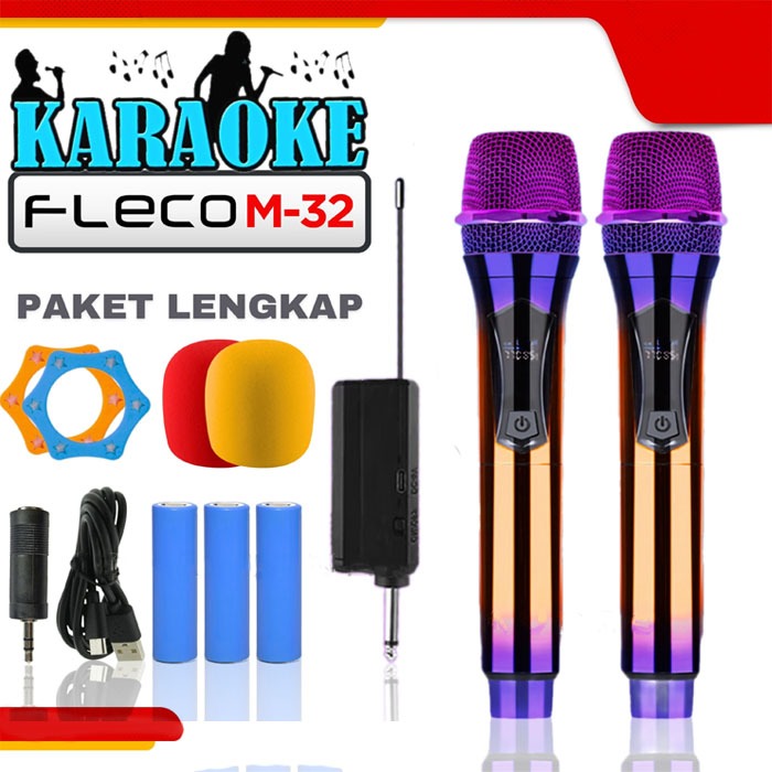 Fleco Mic Fleco Wireless Profesional Microphone Cas USB FLECO M-32 - Double Mic Wireless