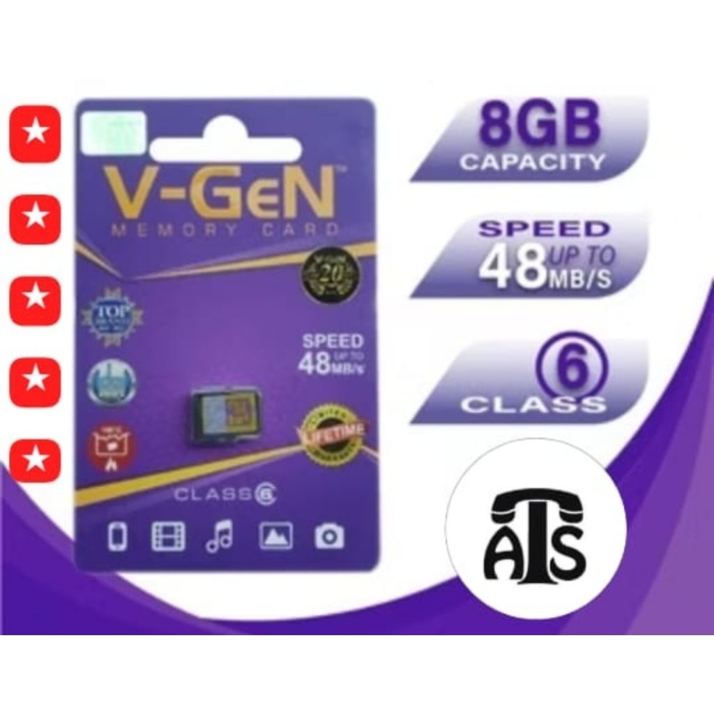 Memori 8 GB Memory Card VGEN Micro SD V-GEN Original 8gb 16gb 32gb 64gb 128gb Class10 Turbo Maestro 
